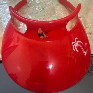 Lot of 3 Vintage Guam The Worlds Sea Sailboat Red Plastic Sun Visor Hat Adult